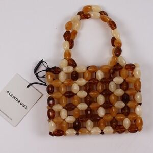 Glamorous Beaded Mini Tote Bag BA12614 Multi Tortoise Shell NWT